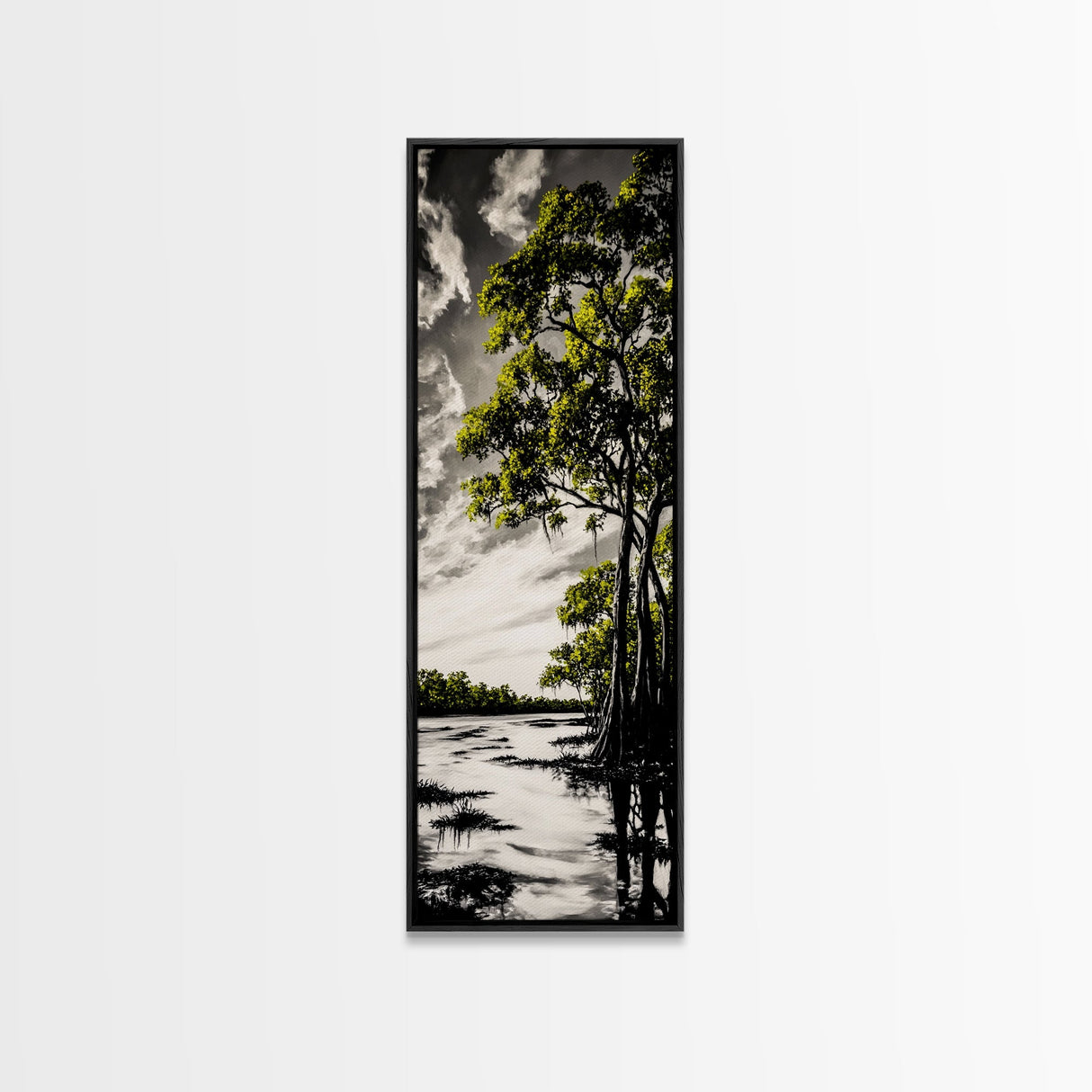 Swamp Trees, Black and White Landscape, Nature Wall Art, Rustic Home Decor, Framed Canvas Print, Large Wall Art, Office Art, Neutral Decor