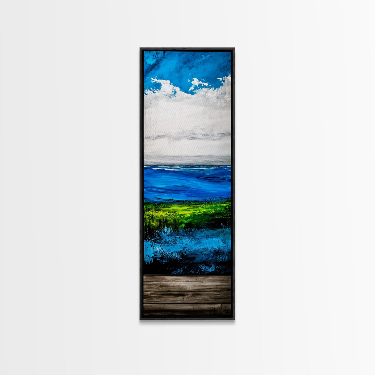 Minimalist Ocean Art, Coastal Wall Decor, Blue and Green Seascape, Modern Beach House Decor, Bedroom Wall Art, Framed Canvas Print