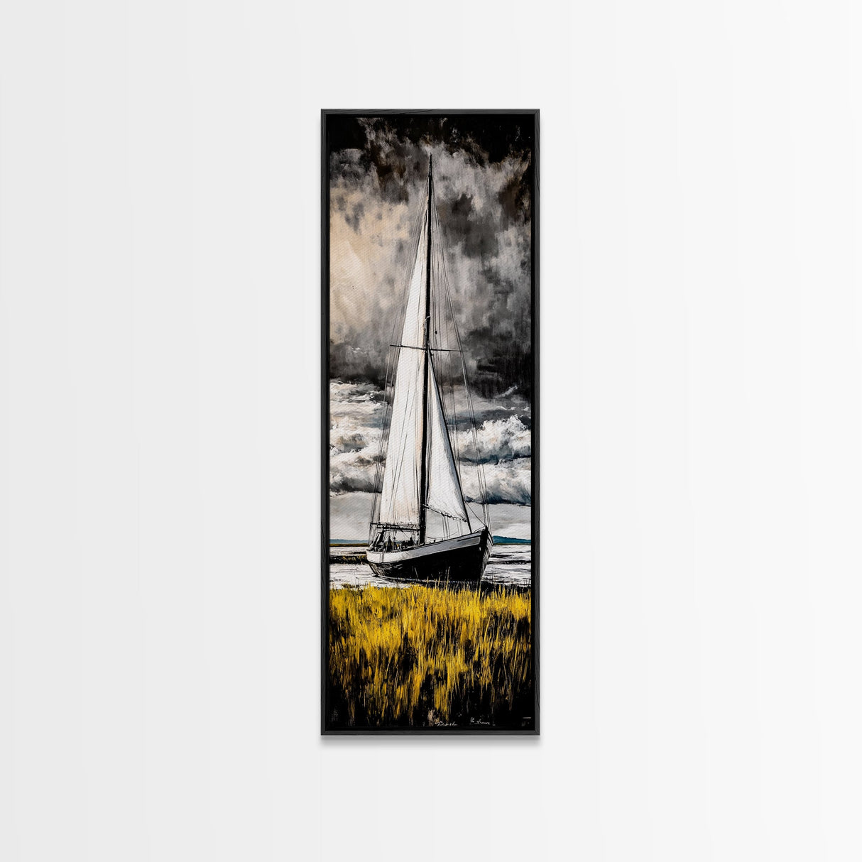 Sailing Boat, Nautical Art, Coastal Decor, Ocean Painting, Framed Canvas Print, Beach House Wall Art, Maritime Theme, Rustic Ocean Artwork
