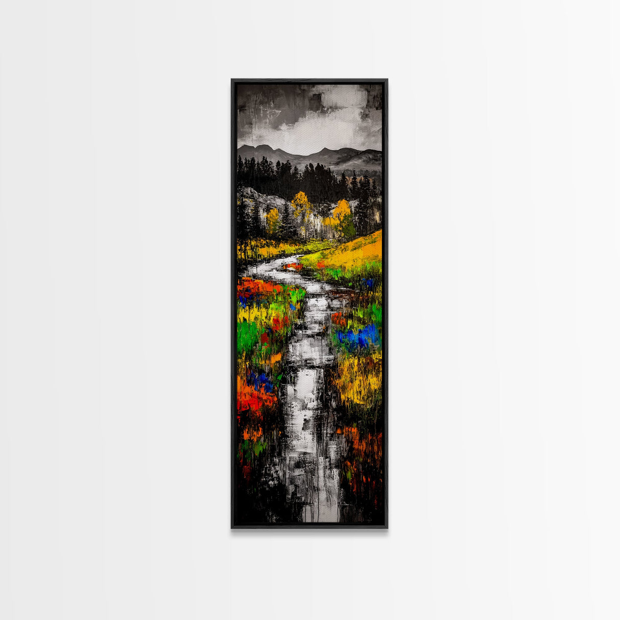 Monochrome River, Scenic Landscape, Canvas Print, Black And White Wall Art, Nature Inspired, Minimalist Home, Modern Office Decor