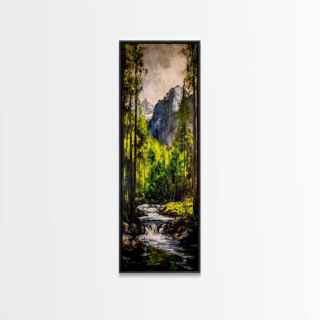 Mountain Escape, Waterfall Art, Forest Landscape, Framed Canvas Print, Nature Wall Art, Rustic Home Decor, Lodge Wall Art