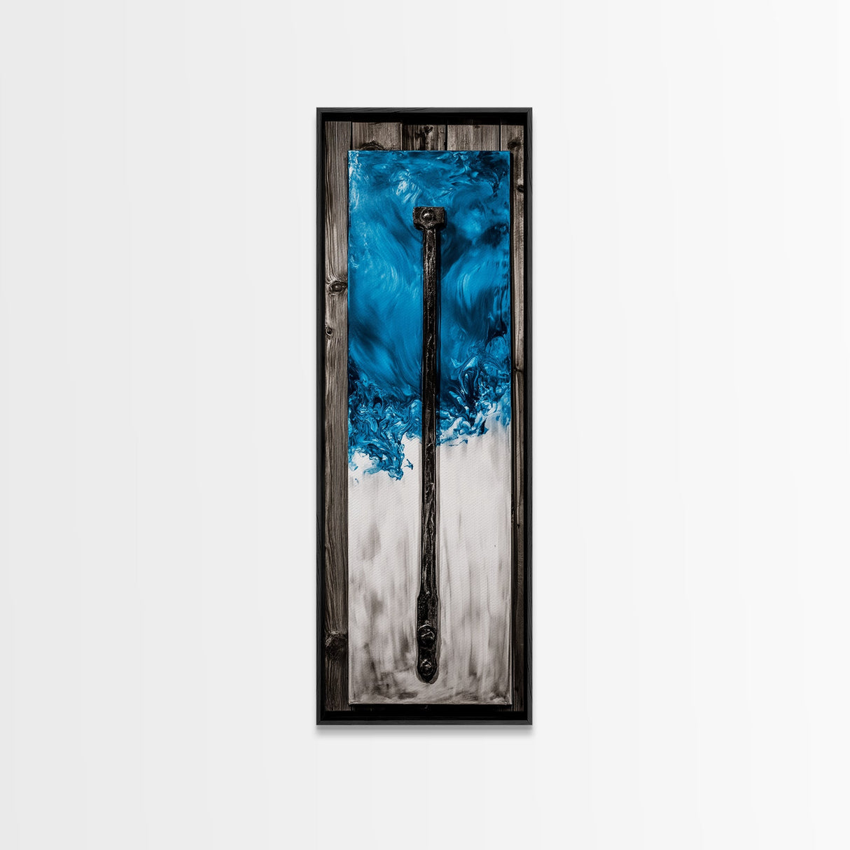 Abstract Metal Art, Modern Industrial Design, Blue and White Wall Decor, Unique Home Statement, Contemporary Style, Canvas Print