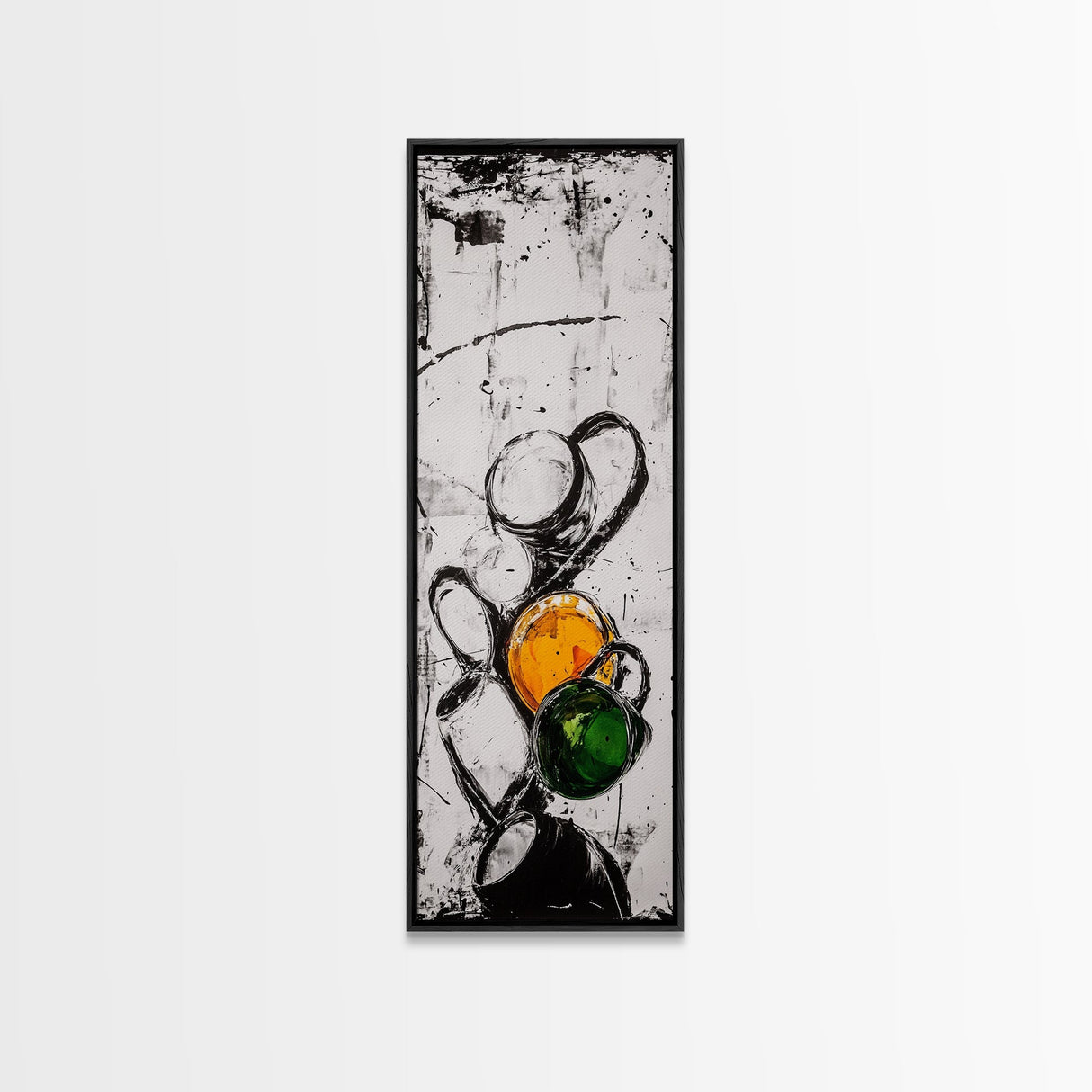 Coffee, Cups, Abstract, Canvas Print, Kitchen Wall Art, Minimalist Coffee Decor, Black and White Modern Art, Cafe Style, Chic Artwork