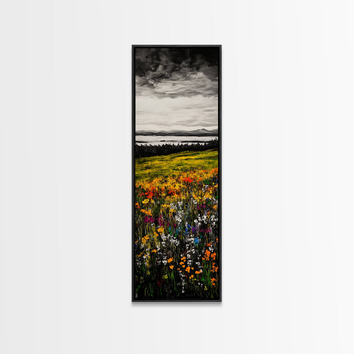 Meadow Wildflowers, Landscape Canvas Print, Fall Wall Art, Country Home Decor, Nature Art, Large Living Room Art, Rustic Wall Art