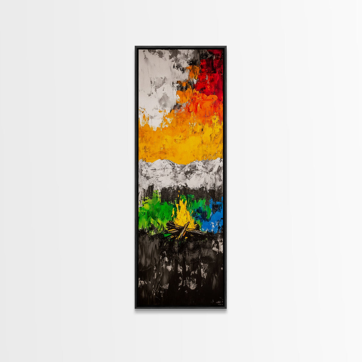 Campfire Glow, Fall Art, Rustic Nature Painting, Canvas Print, Cozy Cabin Decor, Fireplace Artwork, Warm Autumn Wall Art, Adventure Vibes