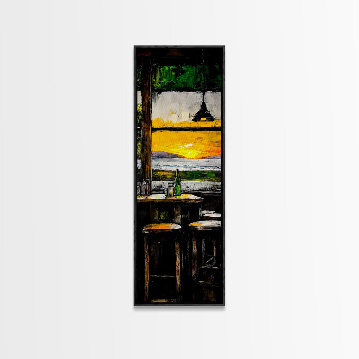 Bar Sunset, Cozy Tavern Art, Rustic Interior Painting, Canvas Print, Warm Evening Decor, Relaxed Home Vibes, Kitchen or Bar Wall Art