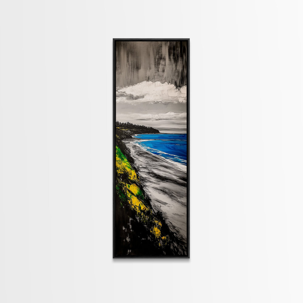 Scenic Coast, Cliffside View, Ocean Art, Canvas Print, Beach House Decor, Blue Landscape, Minimalist Painting, Modern Wall Art
