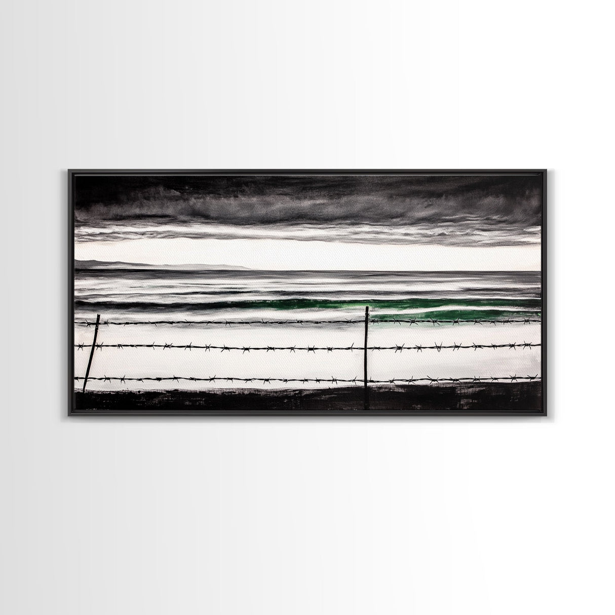 Stormy Ocean, Coastal Wall Art, Black and White Seascape, Minimalist Art, Modern Home Decor, Beach House Artwork, Framed Canvas Print