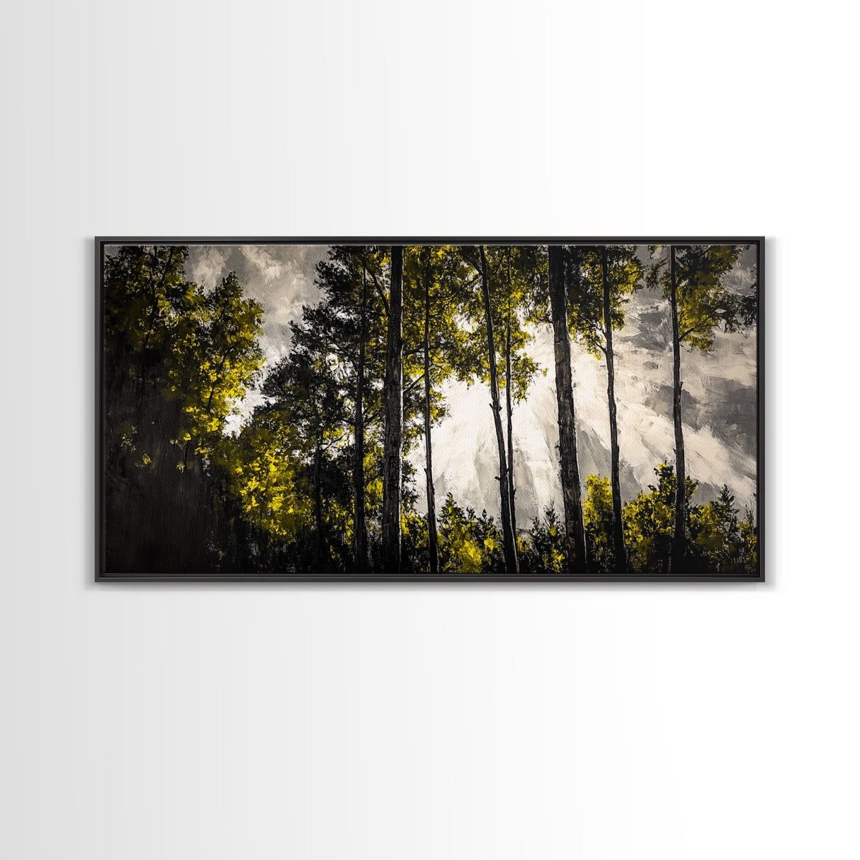 Sunlit Forest, Autumn Trees, Fall Home Decor, Framed Canvas Print, Nature Lover Gift, Cozy Wall Art, Woodland Art