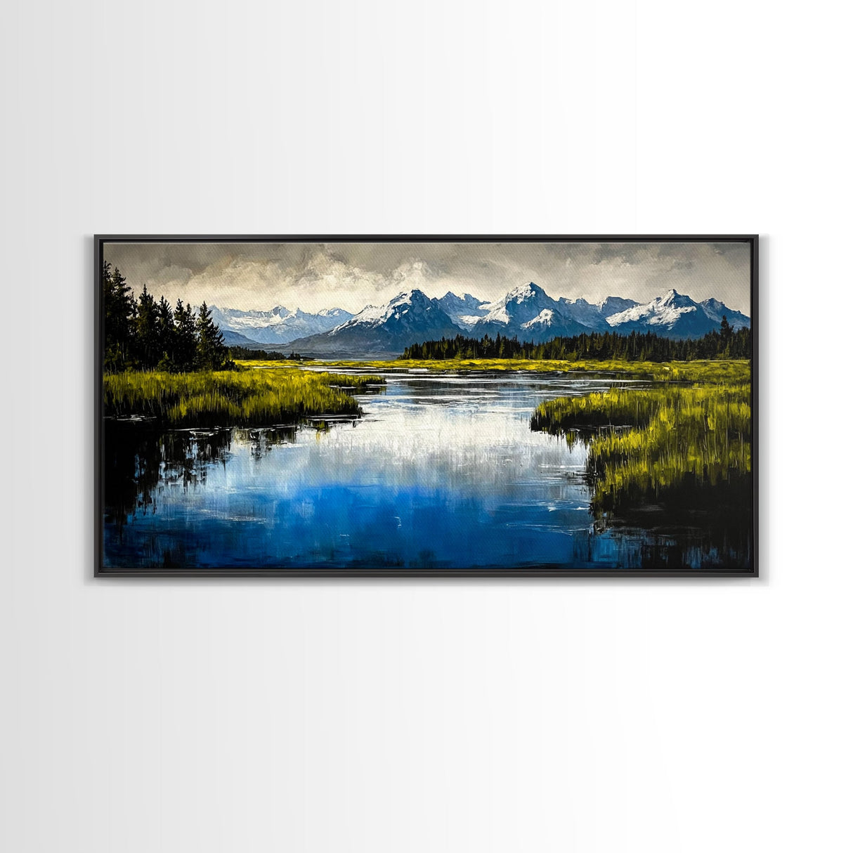 Mountain Reflection, Lake, Landscape, Framed Canvas Print, Nature Wall Art, Rustic Home Decor, Large Wall Art, Cabin Art, Gift Idea