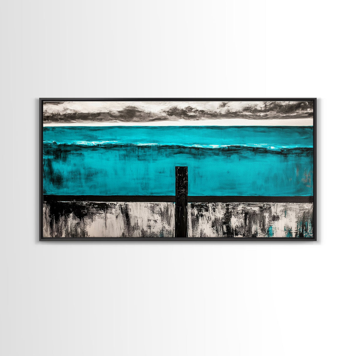 Geometric Waves, Abstract Ocean Art, Canvas Print, Contemporary Minimalist Painting, Blue Wall Decor, Large Modern Art