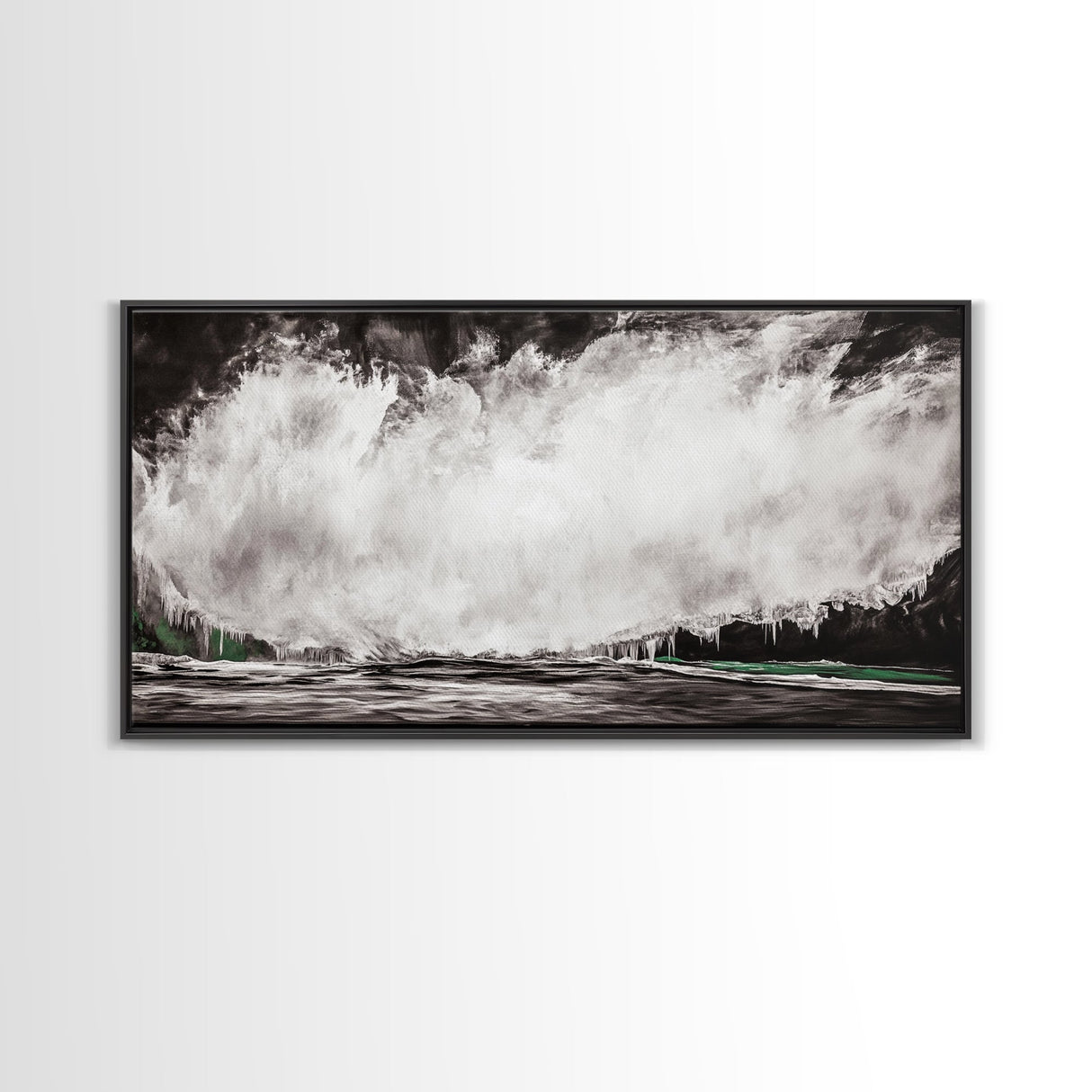 Abstract Waterfall Art, Black and White Canvas Print, Modern Wall Decor, Nature Inspired Artwork, Living Room Art, Minimalist Painting