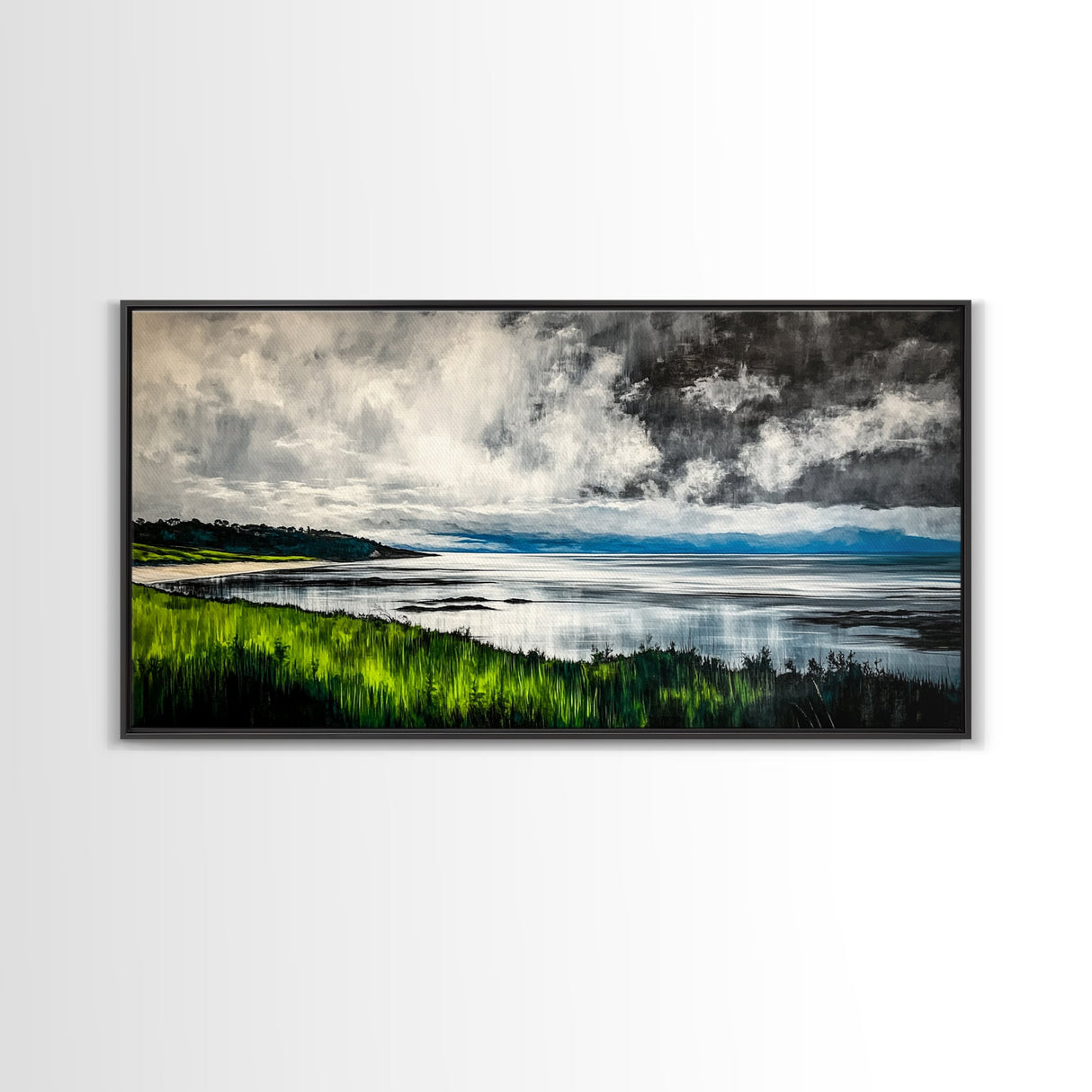 Stormy Ocean, Dramatic Sky, Coastal Print, Seascape Painting, Living Room Art, Moody Landscape, Large Framed Canvas Print, Nautical Art