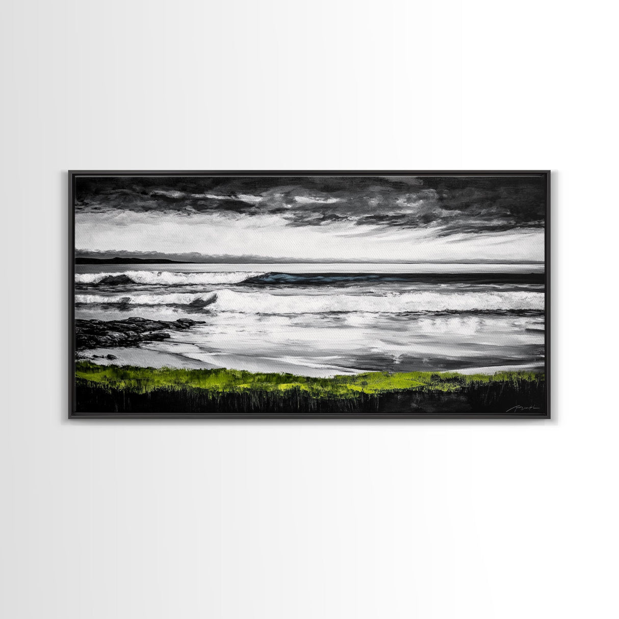 Stormy Coast, Ocean Waves, Black and White Seascape, Coastal Home Decor, Nautical Art, Living Room Wall Art, Canvas Print