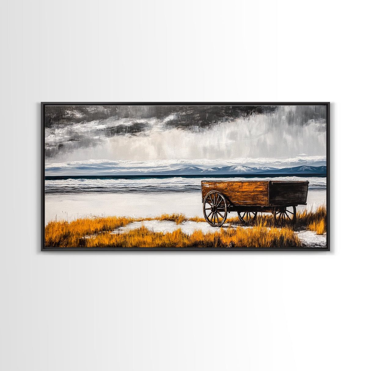 Rustic Wagon, Western Decor, Autumn Wall Art, Landscape Canvas Print, Farmhouse Living Room Art, Country Style, Nature Wall Decor