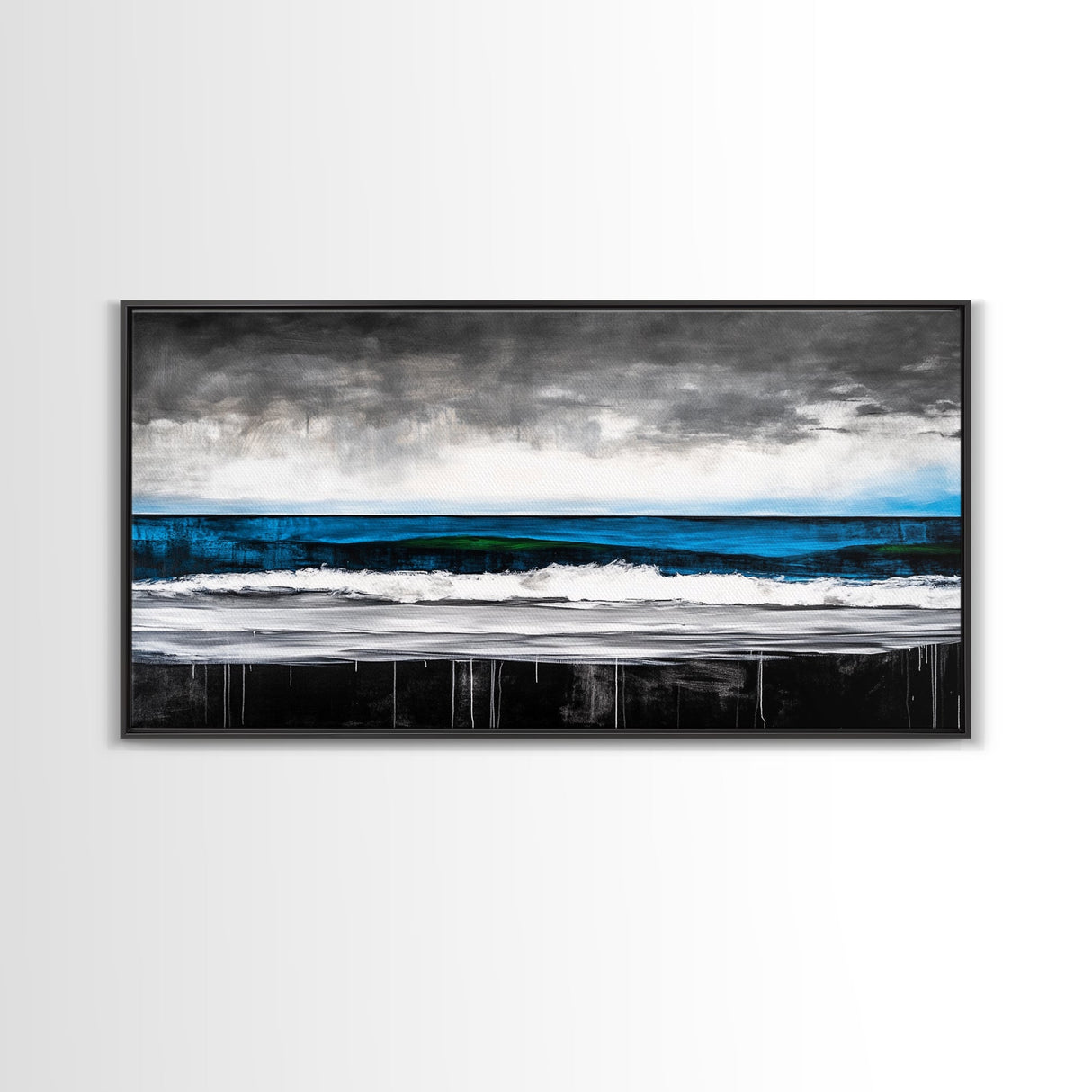 Ocean Wave, Moody Seascape, Coastal Art, Framed Canvas Print, Minimalist Wall Decor, Beach House Art, Modern Home Decor