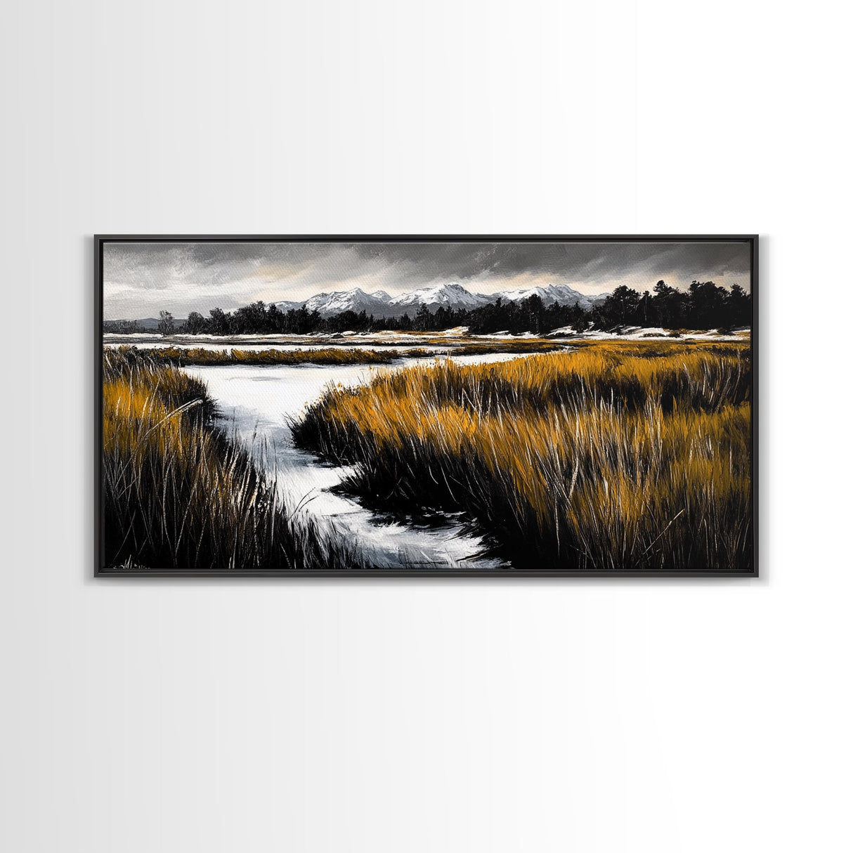 Mountain Marsh, Rustic Landscape, Fall Nature Art, Canvas Print, Cabin Wall Art, Country Home Decor, Living Room Artwork