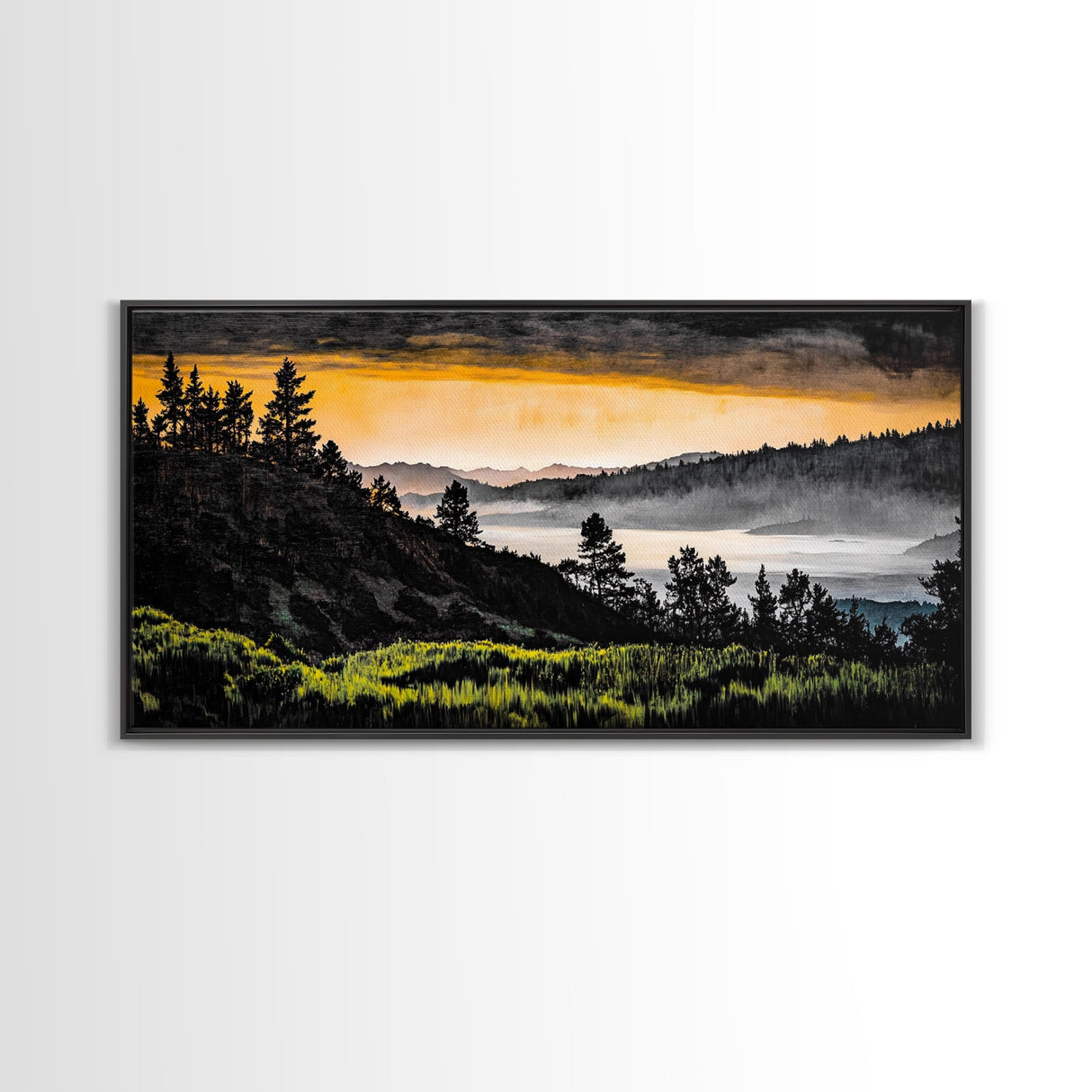 Mountain Sunset, Landscape Canvas Print, Nature Wall Art, Rustic Decor, Fall Artwork, Wilderness Painting, Living Room Wall Art