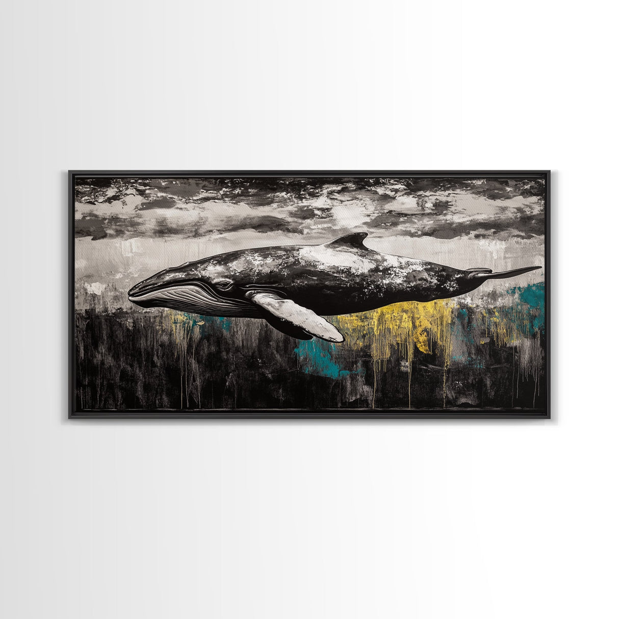 Whale Art, Ocean Life Decor, Nautical Canvas Print, Marine Wildlife Art, Black and White Art, Coastal Home Decor, Living Room Wall Art