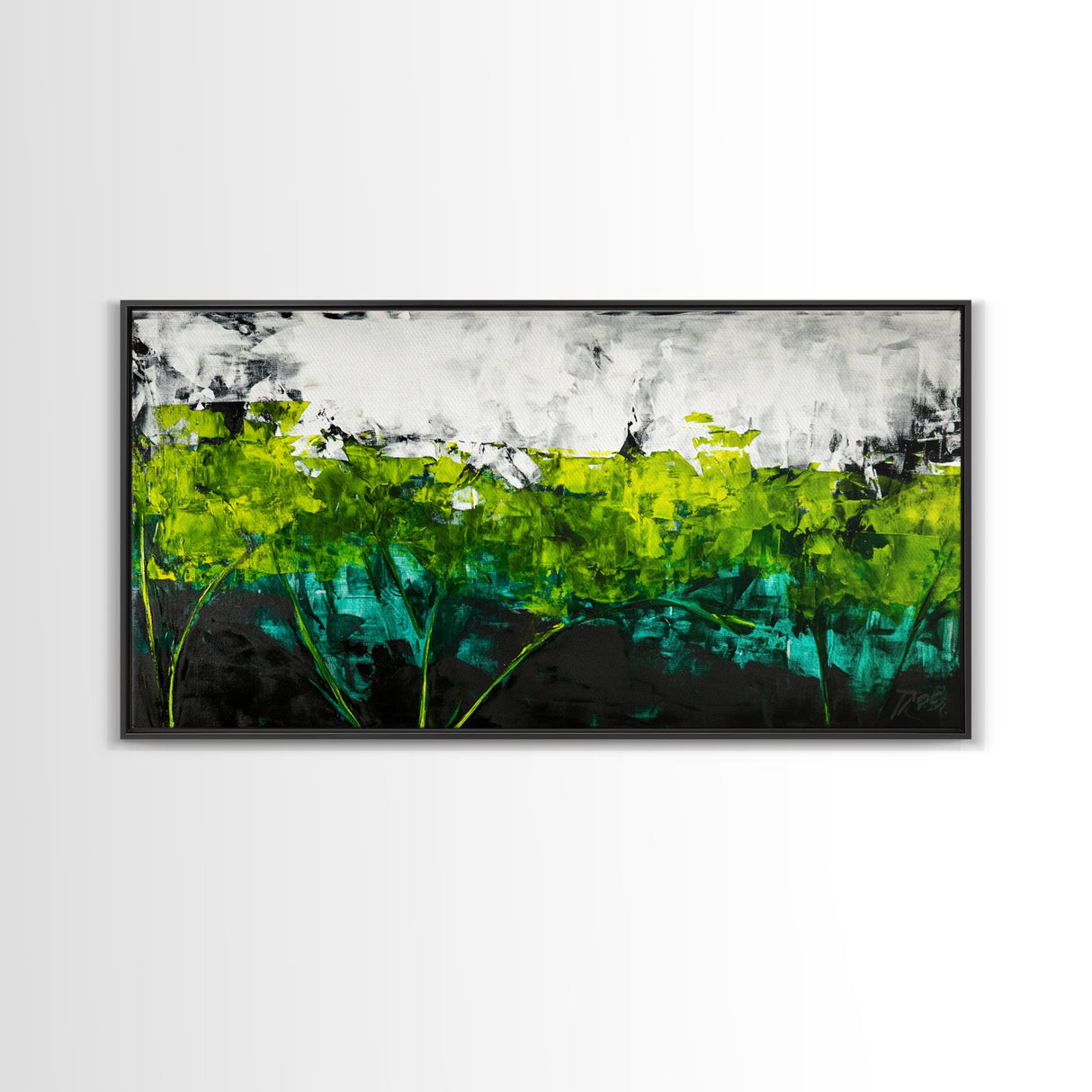 Abstract Landscape, Green Field, Modern Nature Art, Contemporary Painting, Office Decor, Kitchen Wall Art, Canvas Print, Textured Art