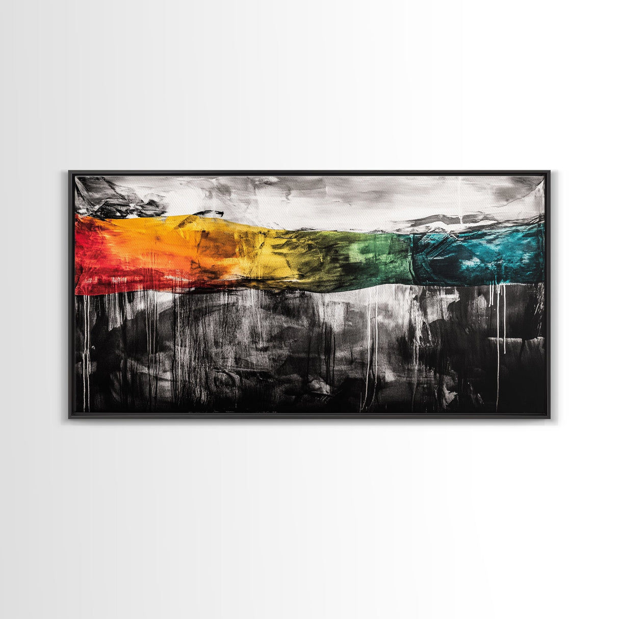Abstract Expressionist Art, Dripping Paint Canvas, Minimalist Decor, Bold Contemporary Artwork, Modern Gallery Wall, Framed Canvas Print