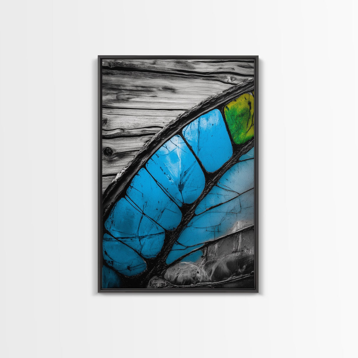 Butterfly Wing Close-up, Nature Photography, Framed Canvas Print, Rustic Wall Art, Minimalist Decor, Blue Abstract Art, Bedroom Wall Decor