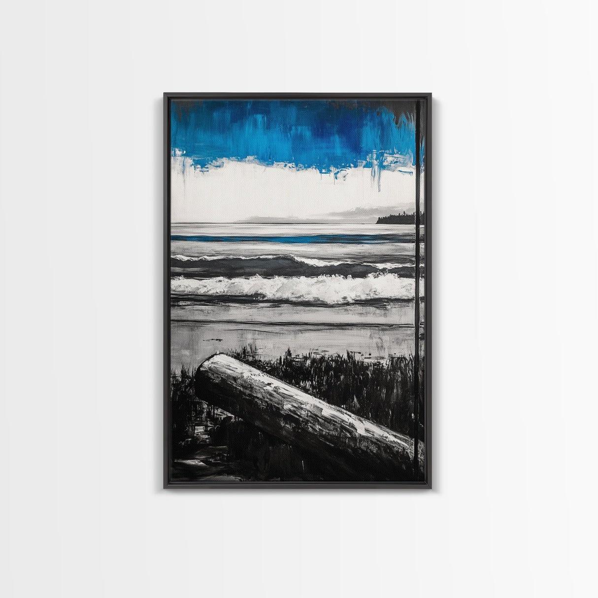 Ocean Serenity, Coastal Landscape, Nautical Wall Art, Beach House Decor, Framed Canvas Print, Living Room Wall Art, Seascape Painting
