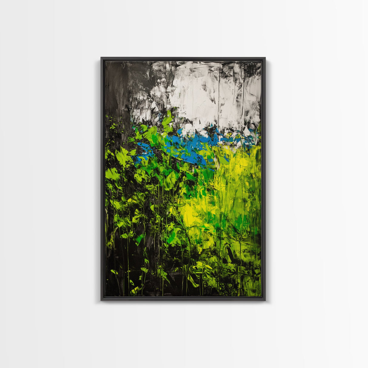 Vibrant Foliage, Green Leaves, Nature Painting, Abstract Landscape, Framed Canvas Print, Botanical Art, Boho Decor, Bedroom Wall Art