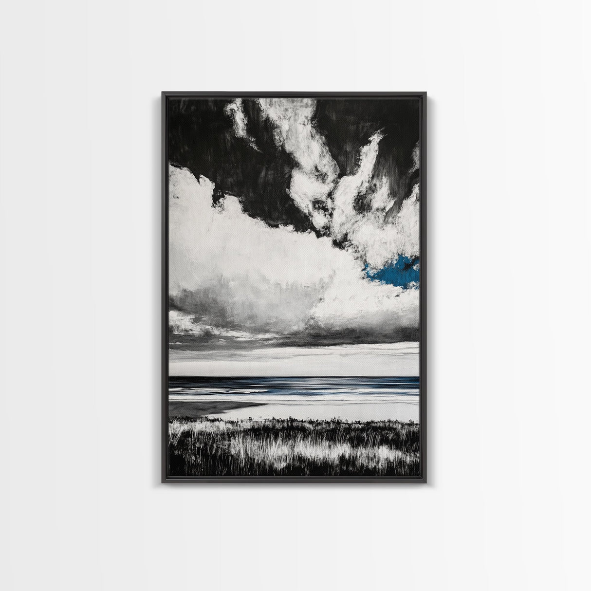 Ocean Serenity, Coastal Wall Art, Minimalist Seascape, Beach House Decor, Monochrome Landscape, Tranquil View, Canvas Print
