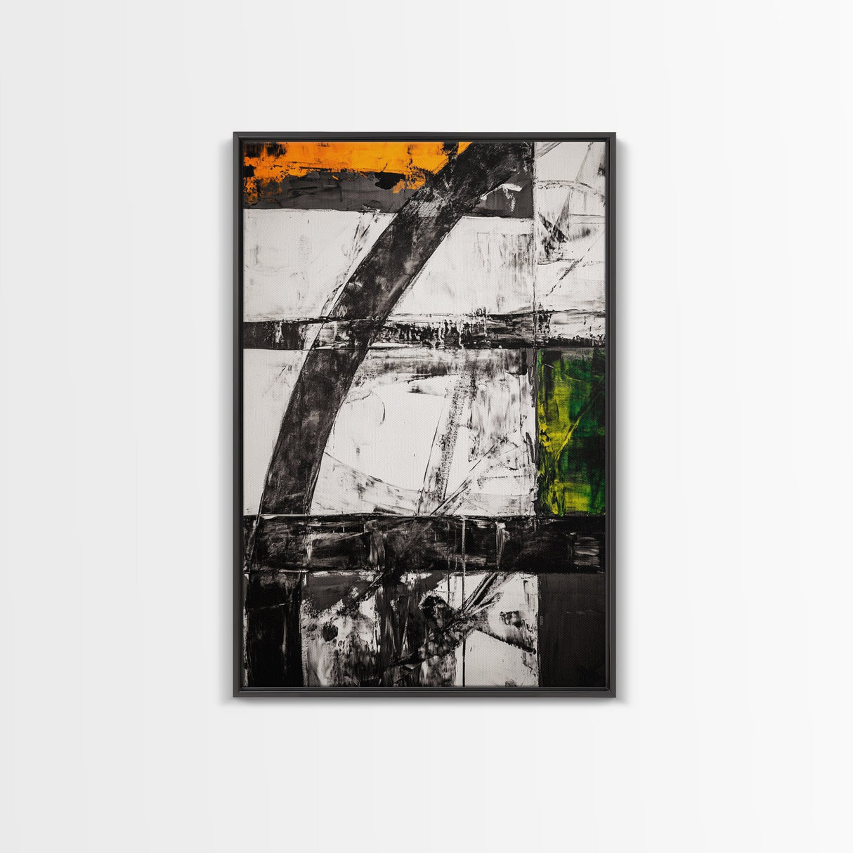 Geometric Patterns, Modern Abstract Art, Industrial Design, Black and Yellow, Unique Home Decor, Bold Style, Statement Artwork, Canvas Print