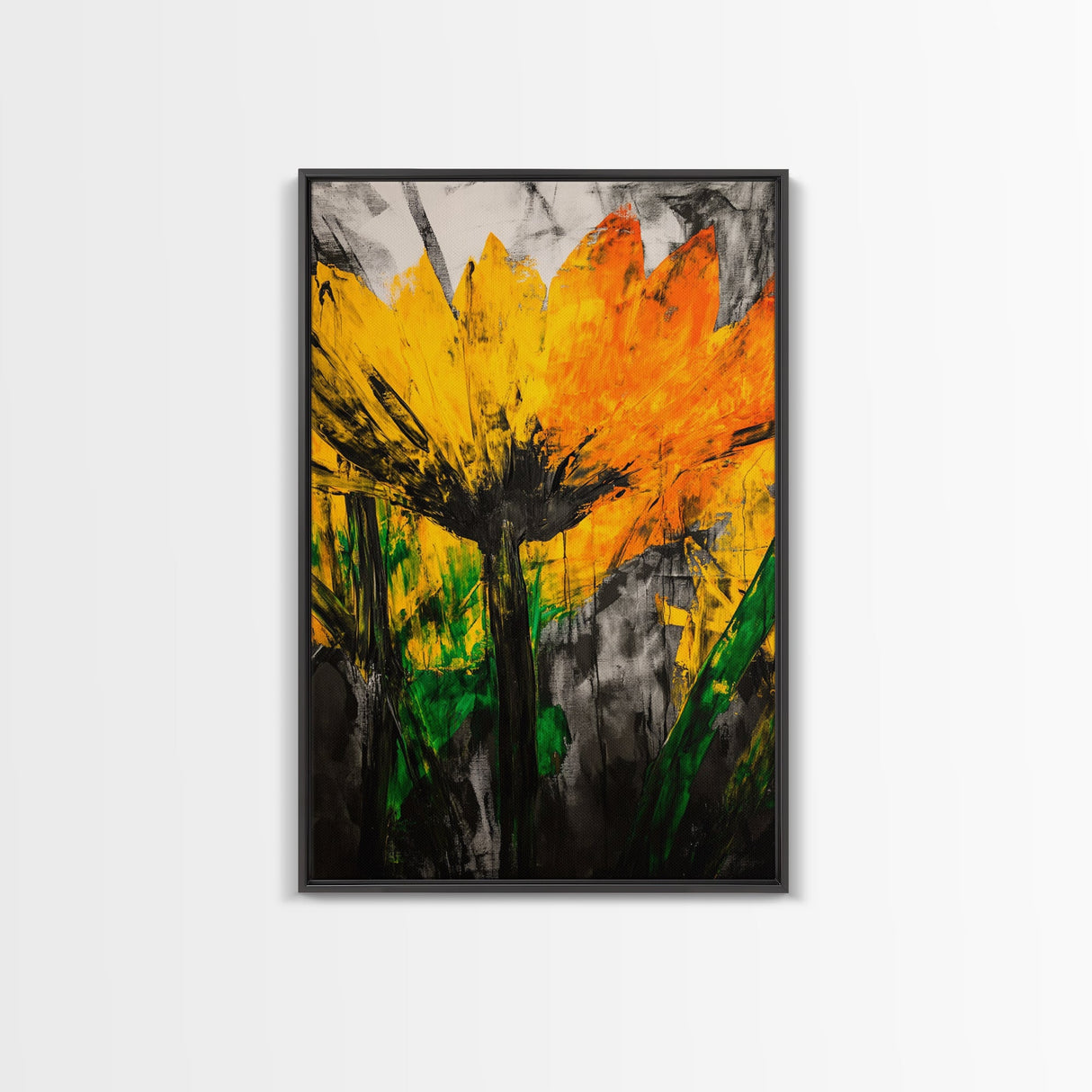 Sunflower Bloom, Fall Wall Art, Framed Canvas Print, Yellow Floral Art, Rustic Farmhouse Decor, Boho Kitchen Art, Country Home