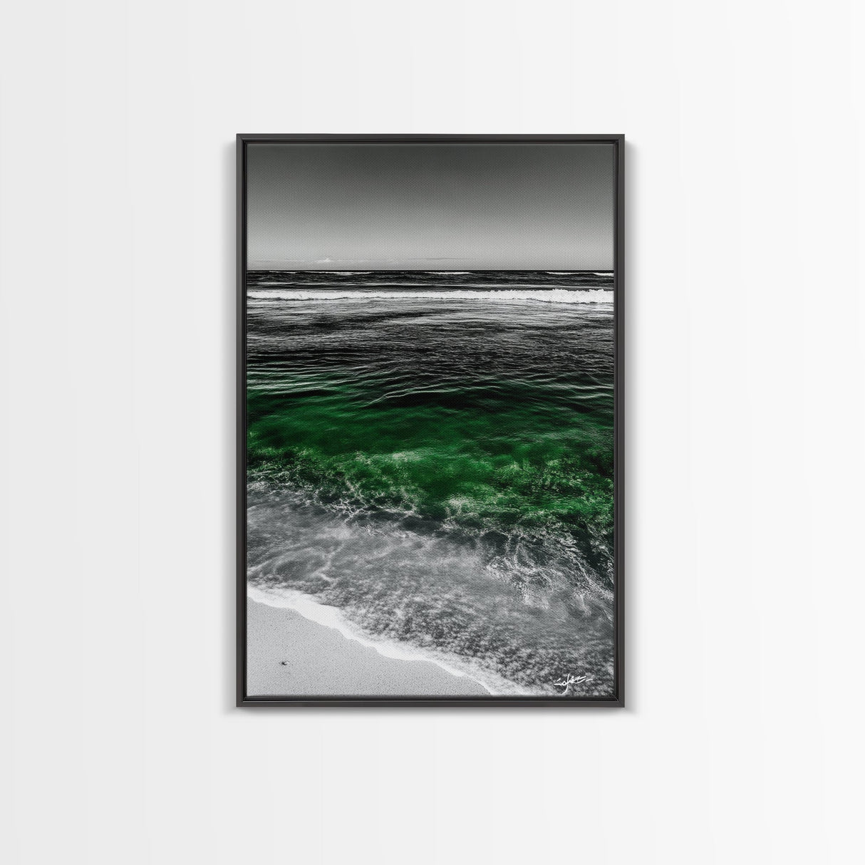 Ocean Waves, Coastal Wall Art, Beach House Decor, Canvas Print, Nautical Artwork, Minimalist Seascape, Blue and Green Painting