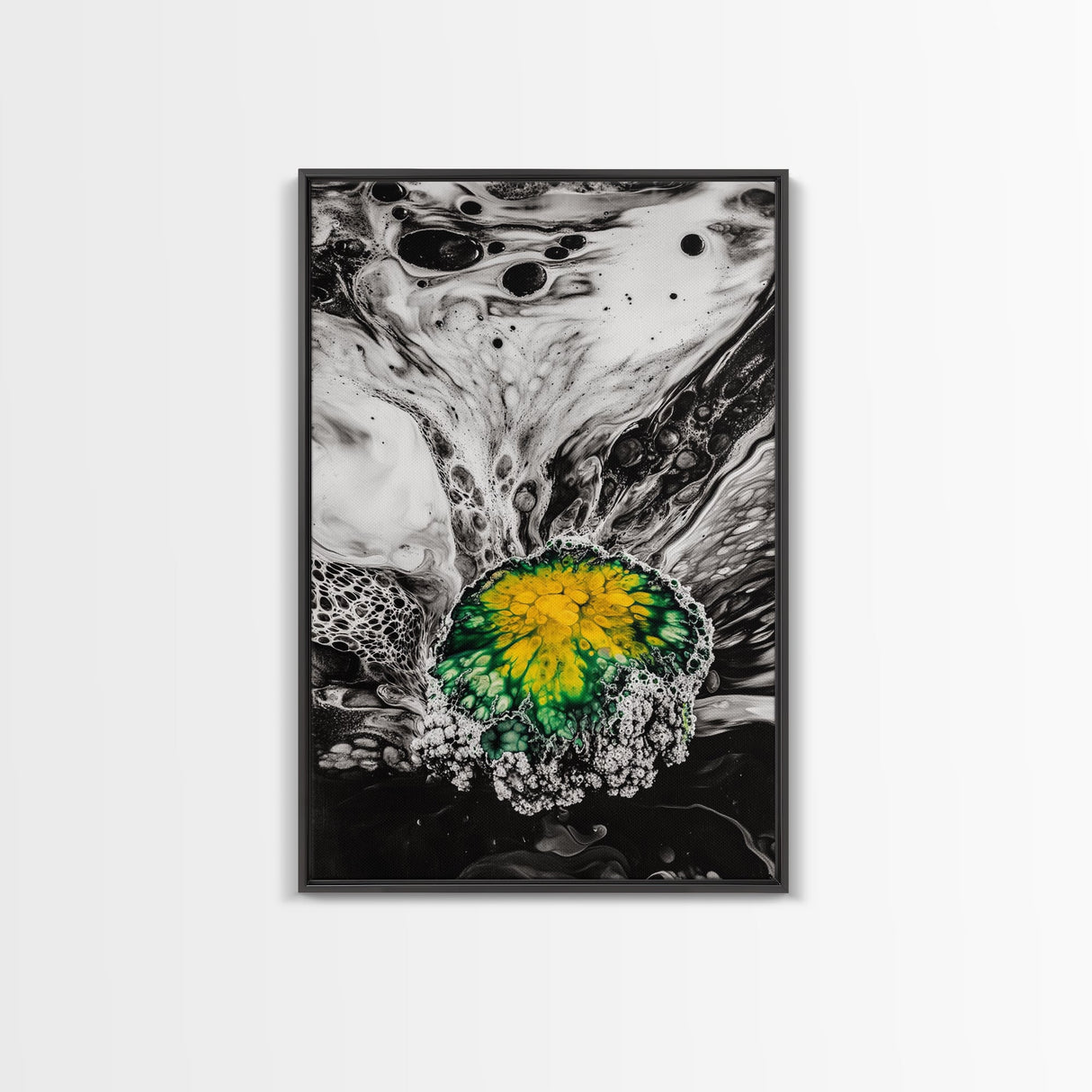 Abstract Fluid Art, Black and White Print, Modern Home Decor, Unique Swirl Art, Office Wall Art, Monochrome Aesthetic, Framed Canvas Print