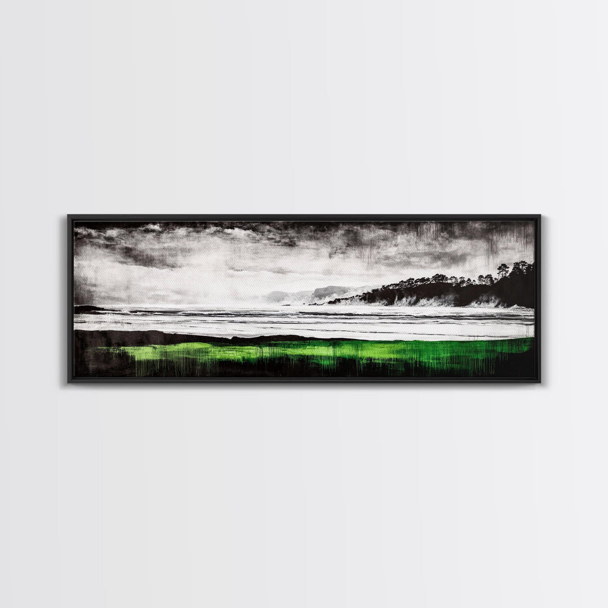 Stormy Beach, Coastal Landscape, Black and White, Canvas Print, Large Wall Art, Modern Home Decor, Bedroom Wall Art, Minimalist Aesthetic