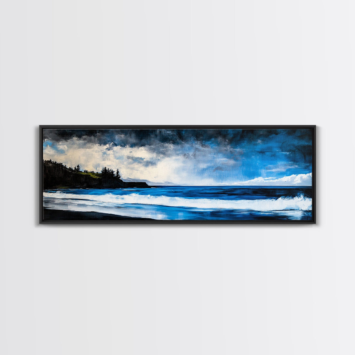 Dramatic Ocean, Seascape Painting, Beach House Decor, Canvas Print, Coastal Wall Art, Bedroom Wall Decor, Blue Wave Art, Nautical Theme