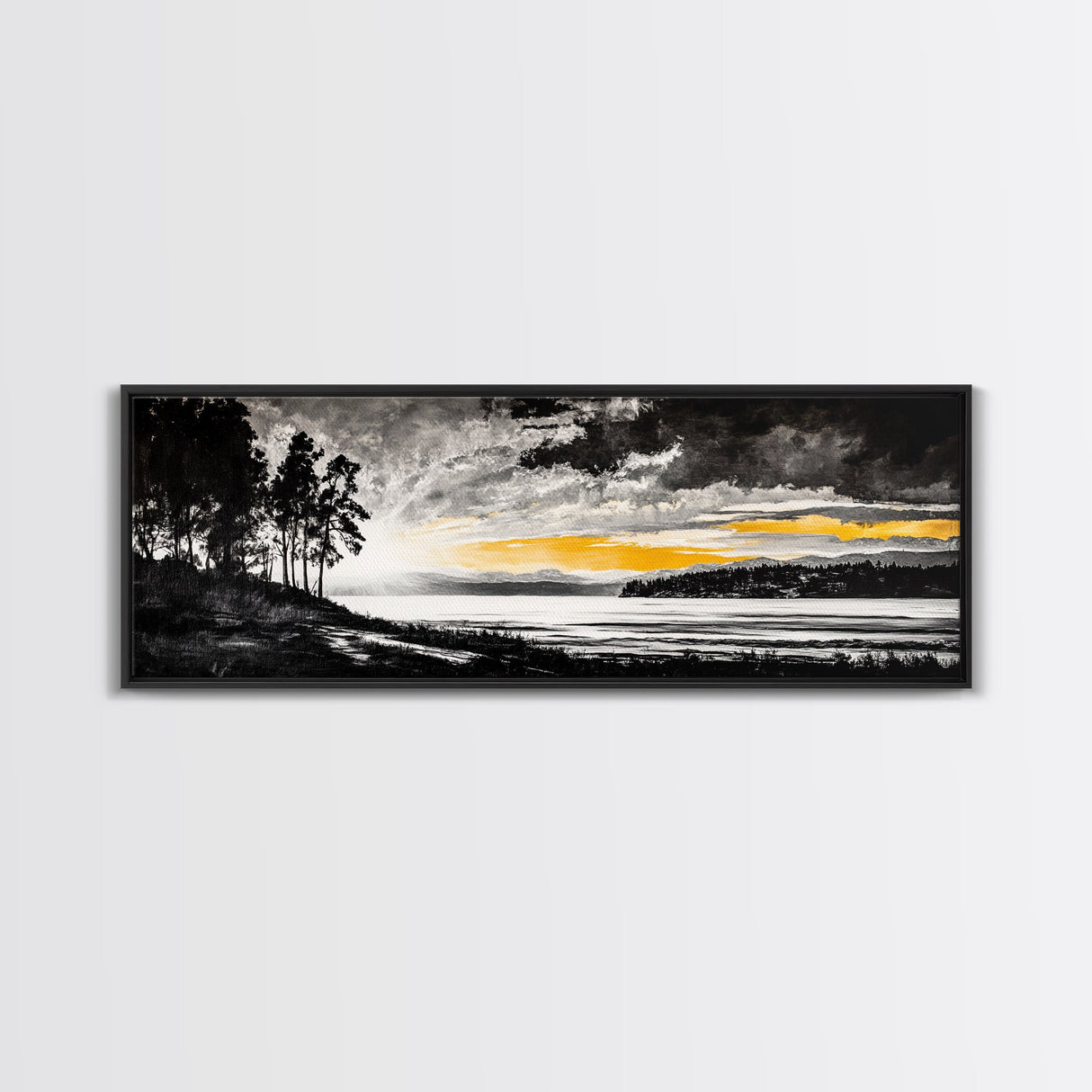 Sunset Landscape Art, Moody Sky Print, Nature Wall Decor, Mountain View Artwork, Rustic Home Decor, Warm Tones, Canvas Print