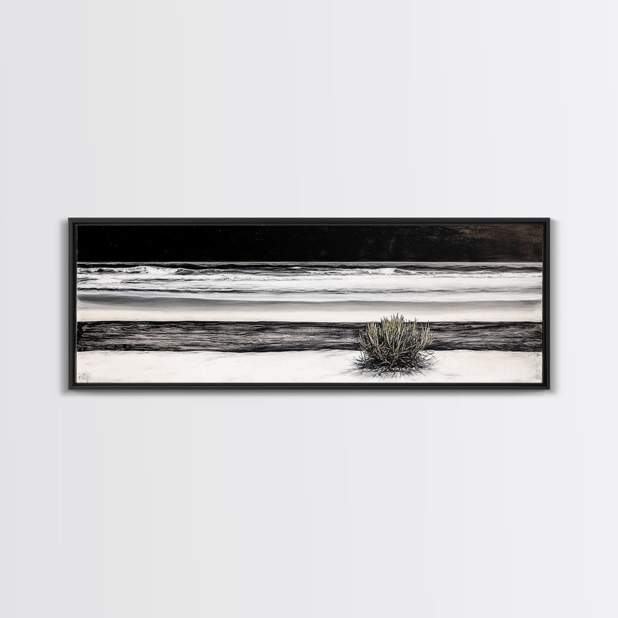 Black and White Seascape, Coastal Wall Art, Minimalist Ocean Art, Modern Beach Decor, Framed Canvas Print, Bedroom Art, Monochrome Landscape