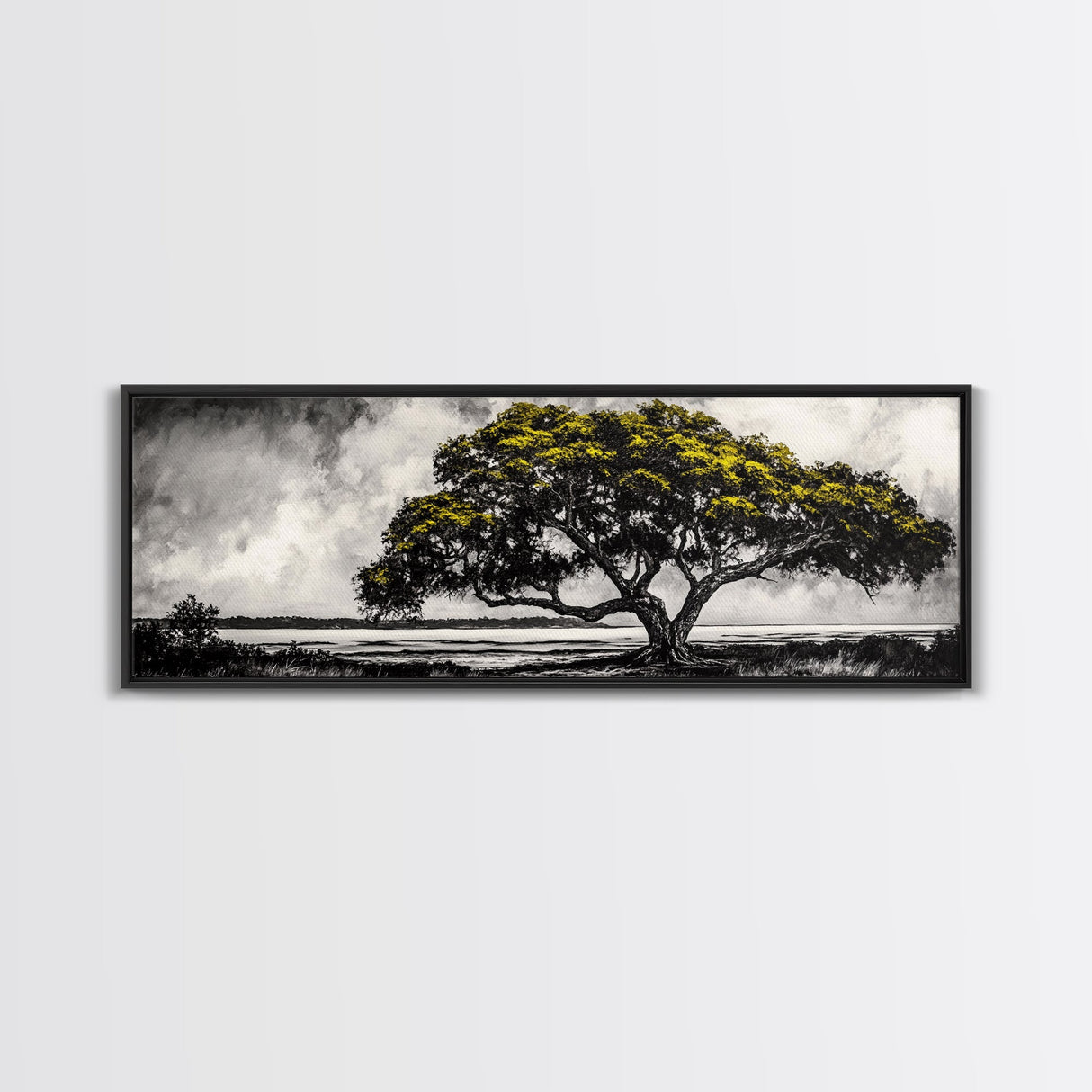 Majestic Tree, Black and White Landscape, Nature Art, Rustic Wall Decor, Framed Canvas Print, Living Room Art, Fall Inspired, Timeless Scene