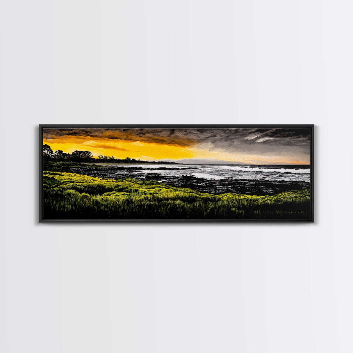 Sunset Coast, Ocean Wall Art, Seascape Print, Framed Canvas Print, Coastal Decor, Modern Art, Beach House, Nature Wall Art