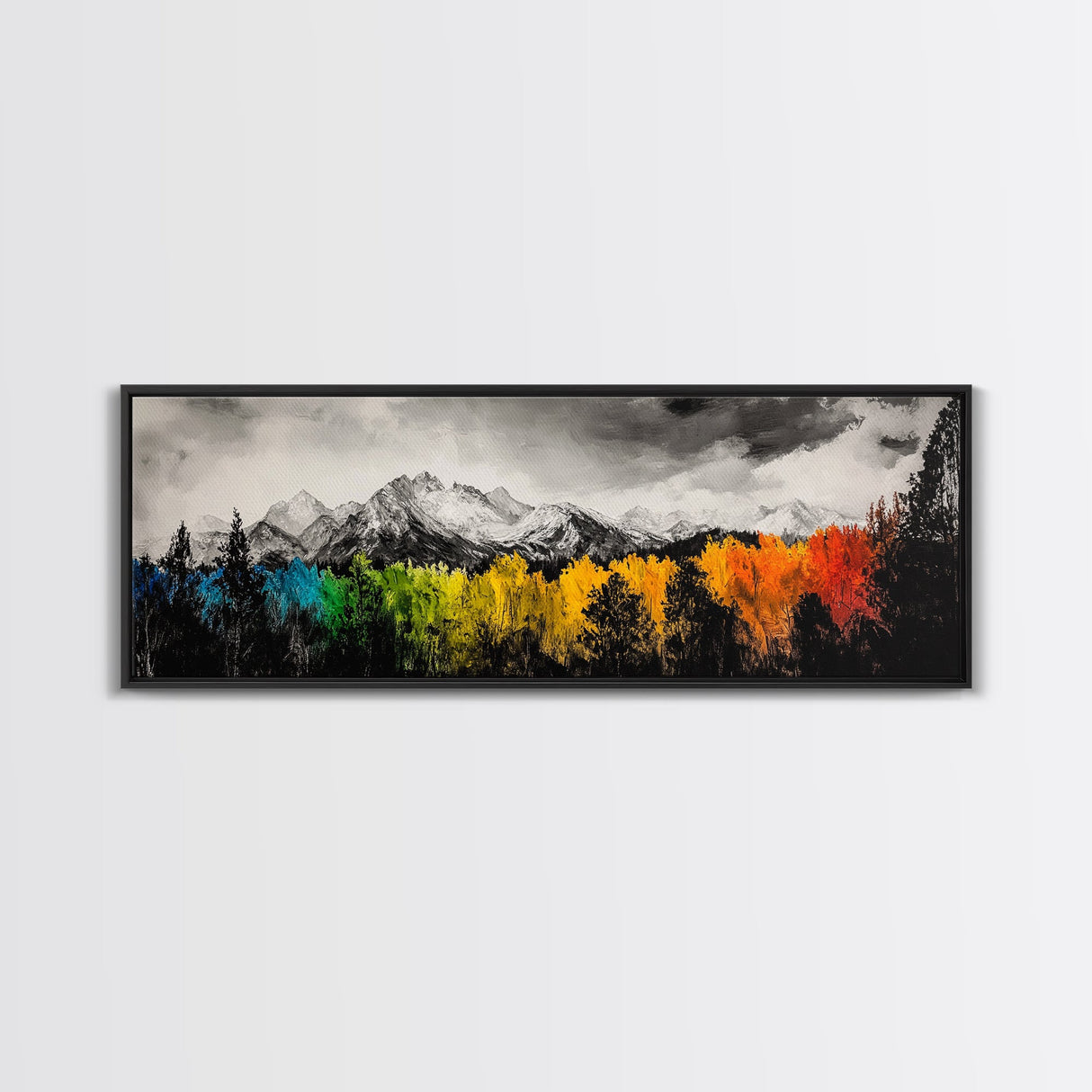 Autumn Colors, Vibrant Mountain Art, Seasonal Landscape, Framed Canvas Print, Nature Wall Art, Cabin Decor, Large Print