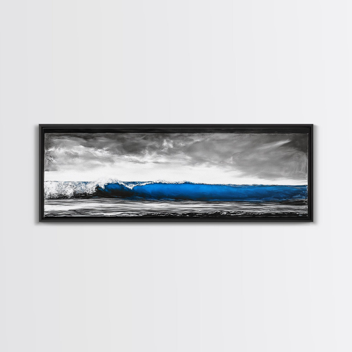 Blue Wave, Stormy Ocean, Abstract Seascape, Beach Home Decor, Canvas Print, Coastal Wall Art, Minimalist Style, Bedroom Artwork