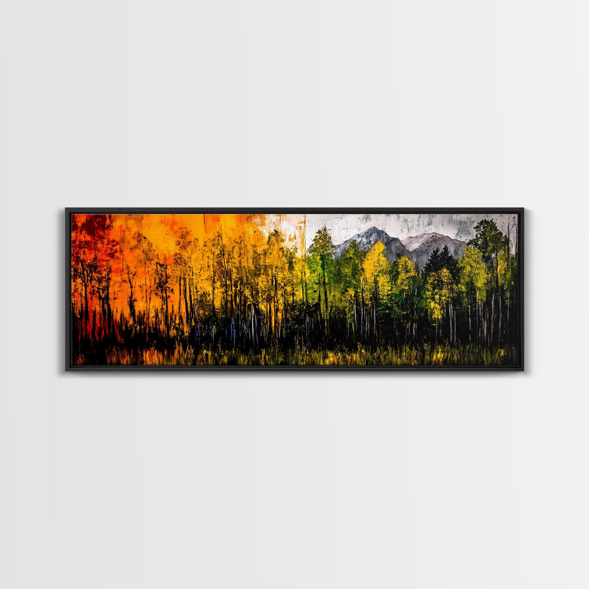 Autumn Trees, Mountain View, Framed Canvas Print, Fall Landscape Art, Rustic Home Decor, Large Wall Art, Warm Color Wall Art