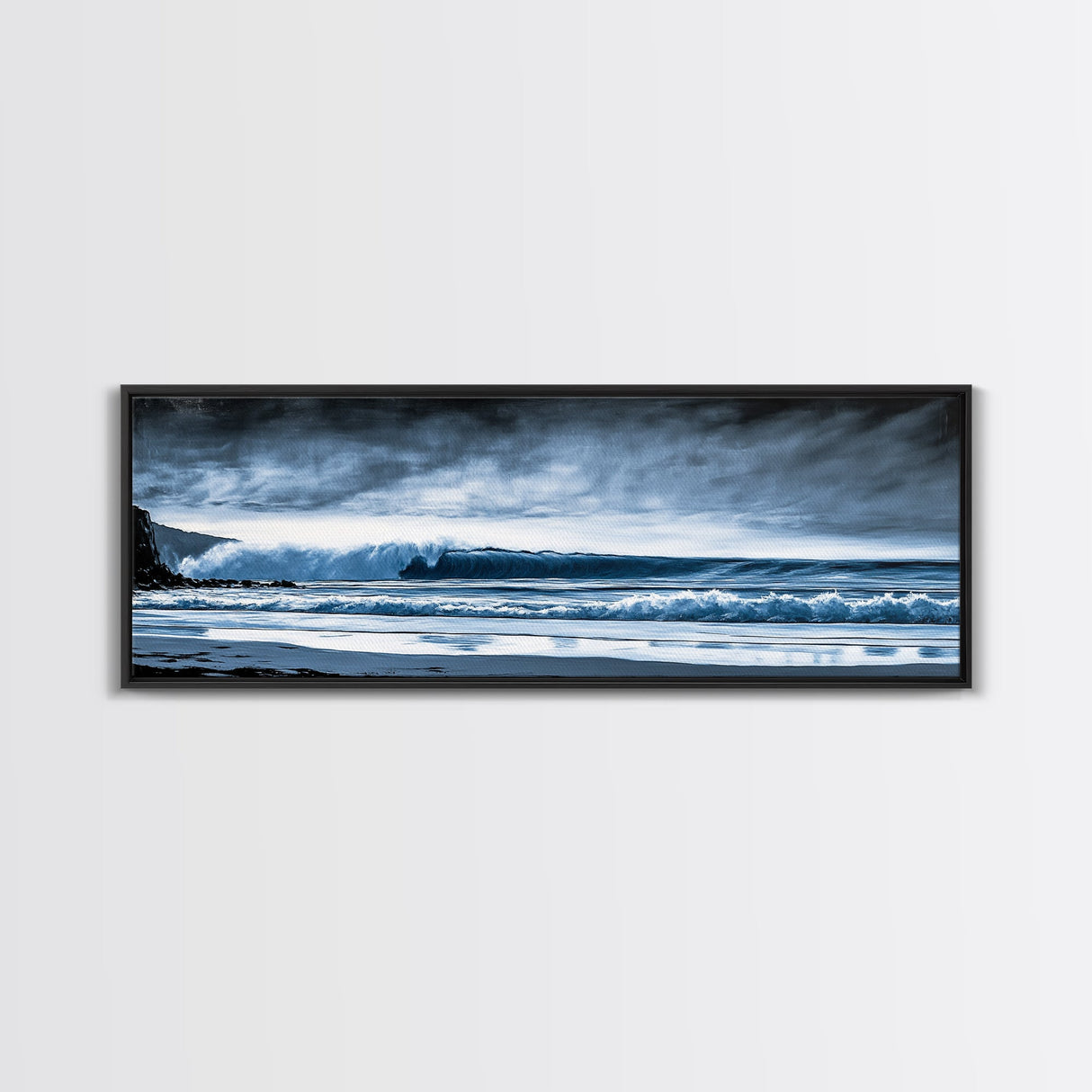 Ocean Wave, Moody Seascape, Blue Water Art, Stormy Sky, Coastal Home Accent, Surfer Decor, Minimalist Wall Art, Canvas Print