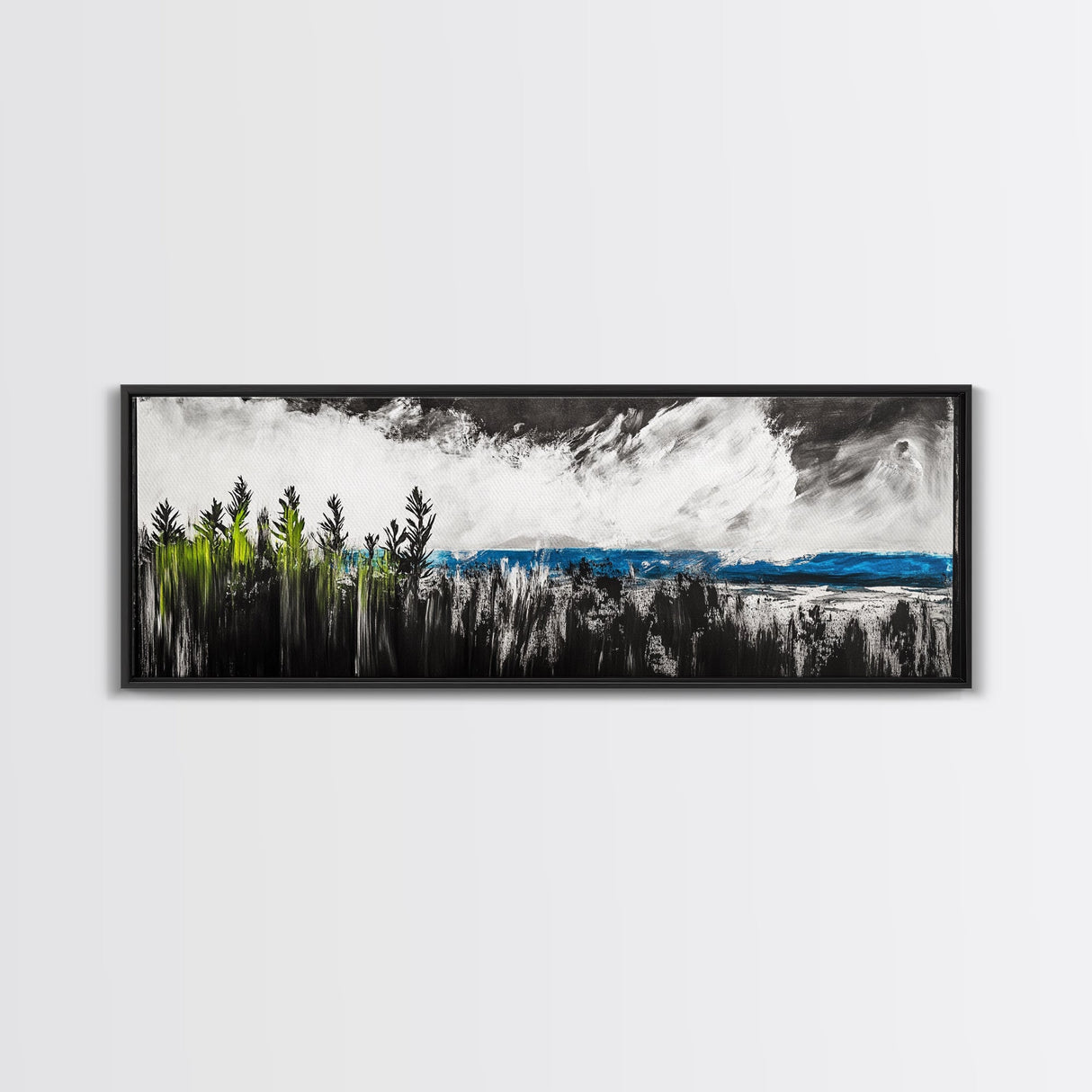 Dark Seascape, Moody Ocean, Coastal Wall Art, Framed Canvas Print, Nautical Decor, Modern Black and White, Ocean Horizon, Stormy Sky