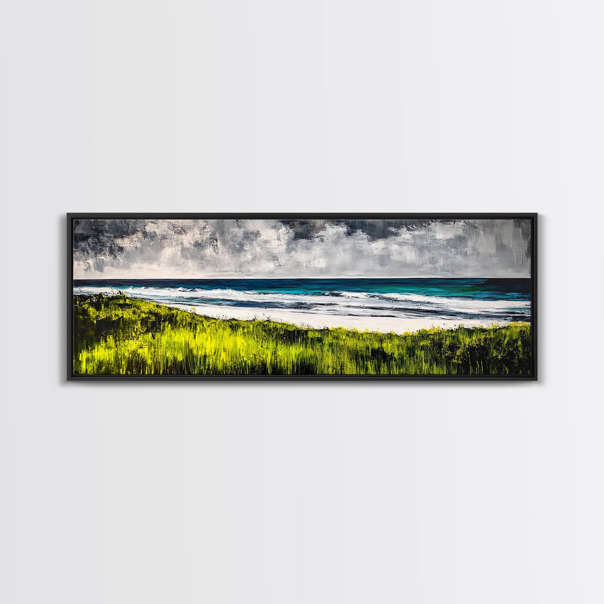 Seaside Escape, Grassy Cliffs, Coastal Wall Art, Canvas Print, Beach Landscape Painting, Relaxing Ocean View, Bedroom Wall Decor