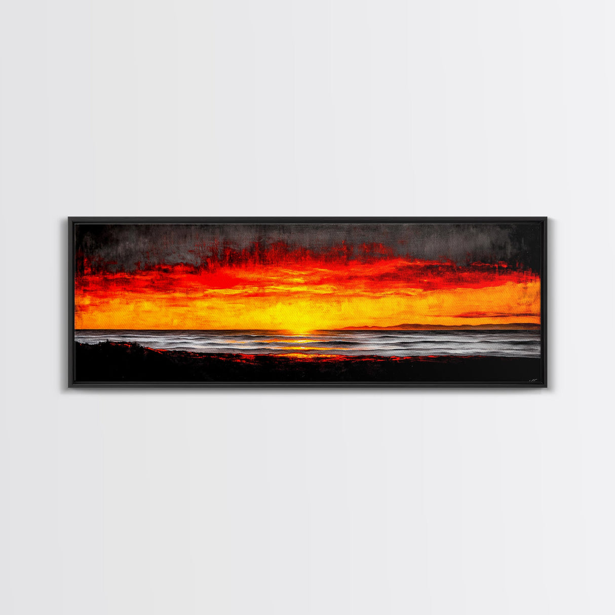 Sunset, Ocean, Waves, Canvas Print, Vibrant Sunset Wall Art, Beach House Decor, Coastal Painting, Living Room Art, Boho Aesthetic, Seascape