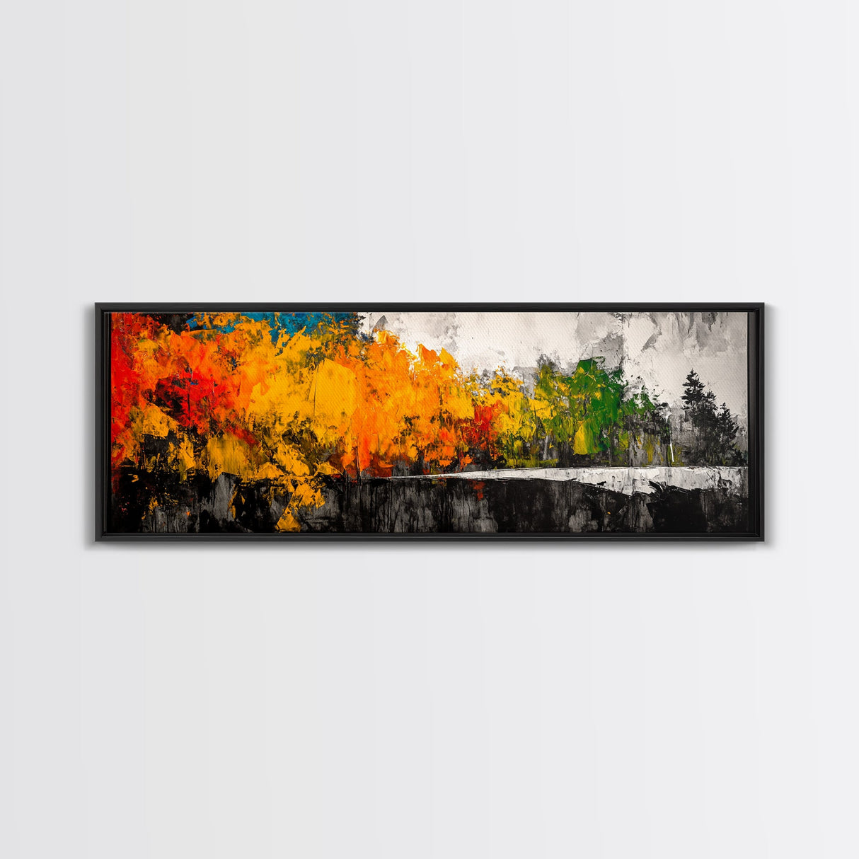 Autumn Forest, Vibrant Foliage, Fall Landscape, Nature Inspired Art, Framed Canvas Print, Cozy Home Decor, Rustic Cabin Wall Art, Boho Aesthetic
