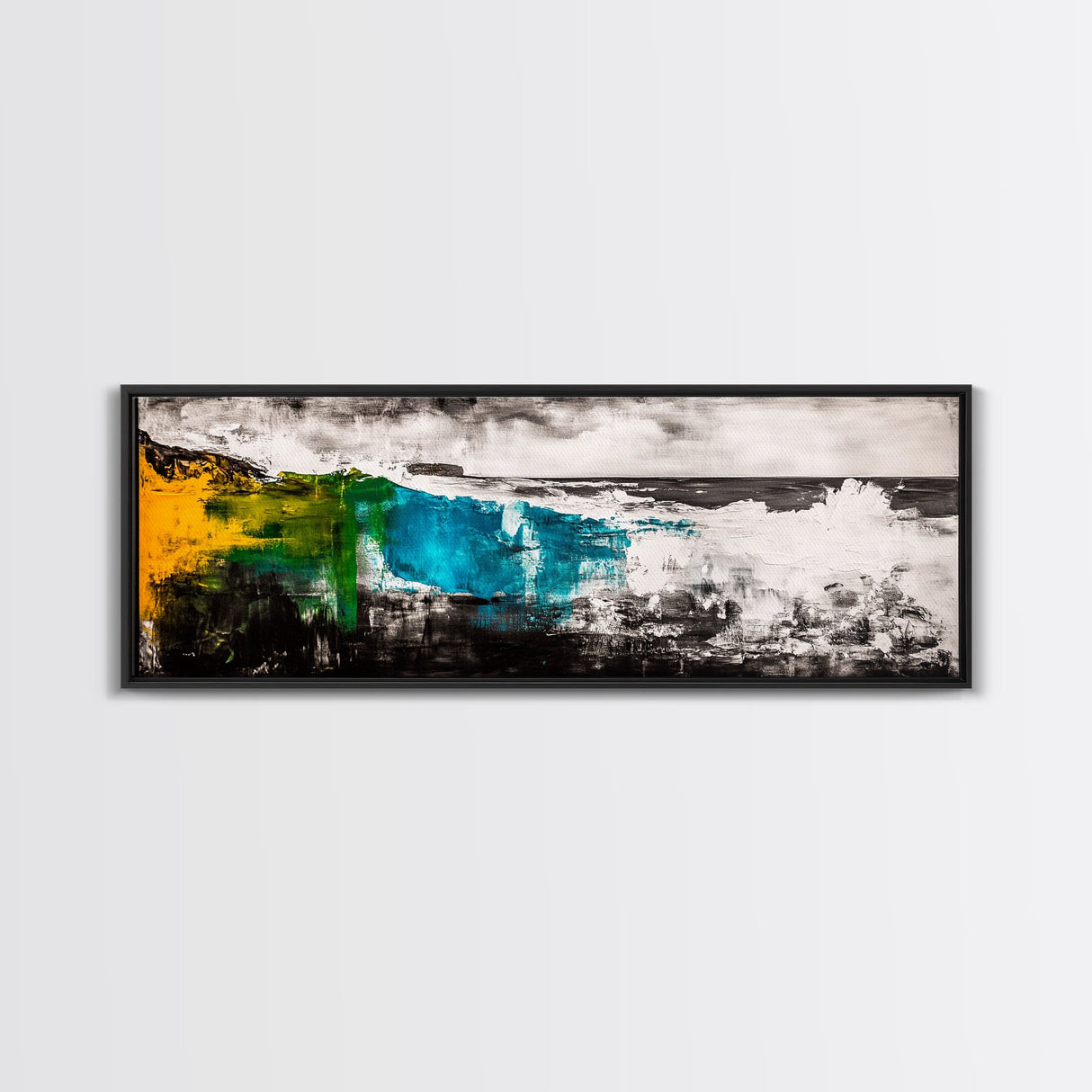 Abstract Ocean Wave, Colorful Coastal Painting, Modern Nautical Wall Art, Bold Seascape Print, Vibrant Beach Decor, Framed Canvas Print