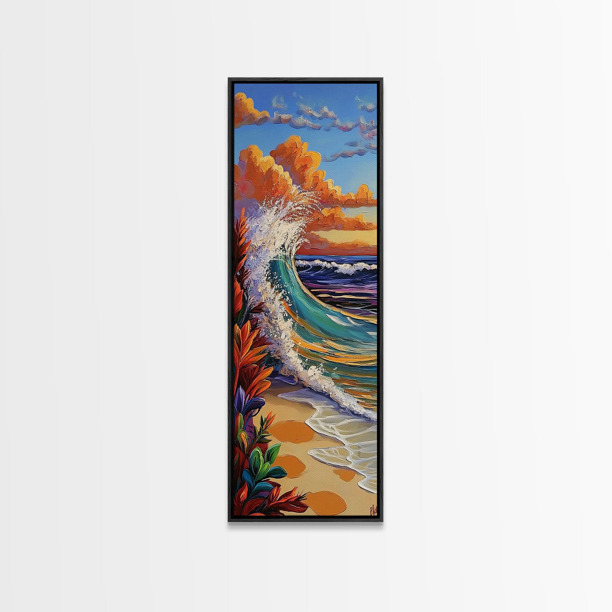 Sunset, Ocean, Wave, Surf, Canvas Print, Coastal Wall Art, Tropical Beach Painting, Bathroom Decor, Boho Nautical Vibes