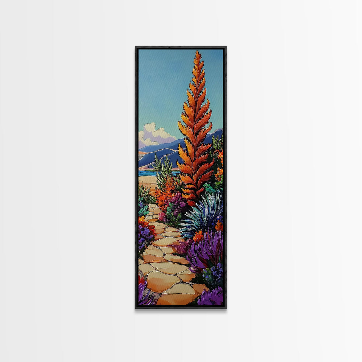 Vibrant Desert, Garden, Path — Canvas Print with bold autumn florals and pathway, ideal Fall Entryway Art or Living Room Wall Decor, boho style